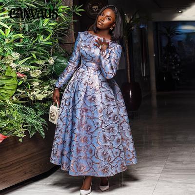 Women's Dress Spring and Autumn Temperament Round Neck Long-sleeved Waisted Mid-length A-line Pleated Dresses