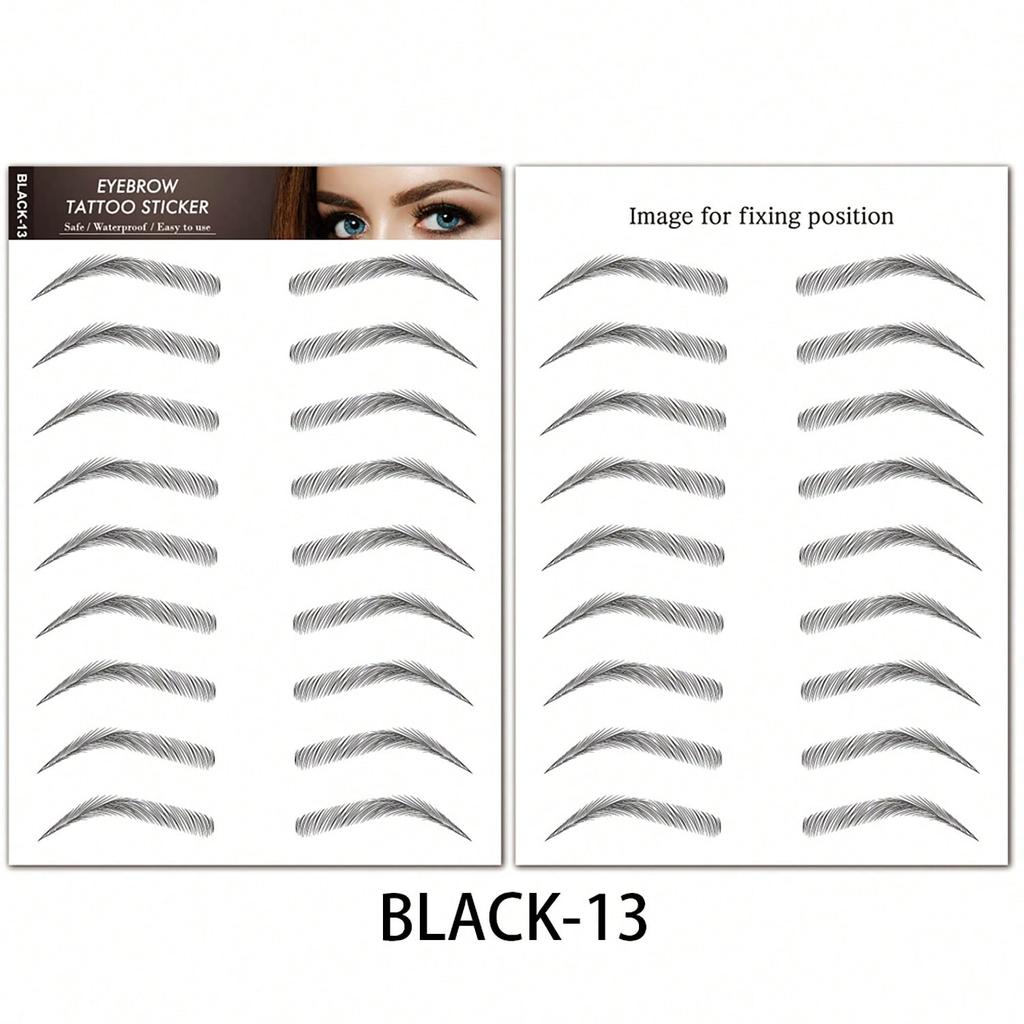 1 Sheet 6D Natural Black Brown Eyebrow Tattoo Sticker, Waterproof And Sweatproof Party Prom Dress Up Quick Makeup Disposable Temporary Eyebrow Tattoo