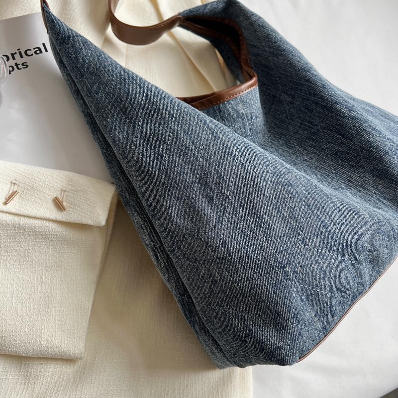 Denim Hobo Bag Large Capacity Shoulder Bag Women's Casual Handbag Everyday Style