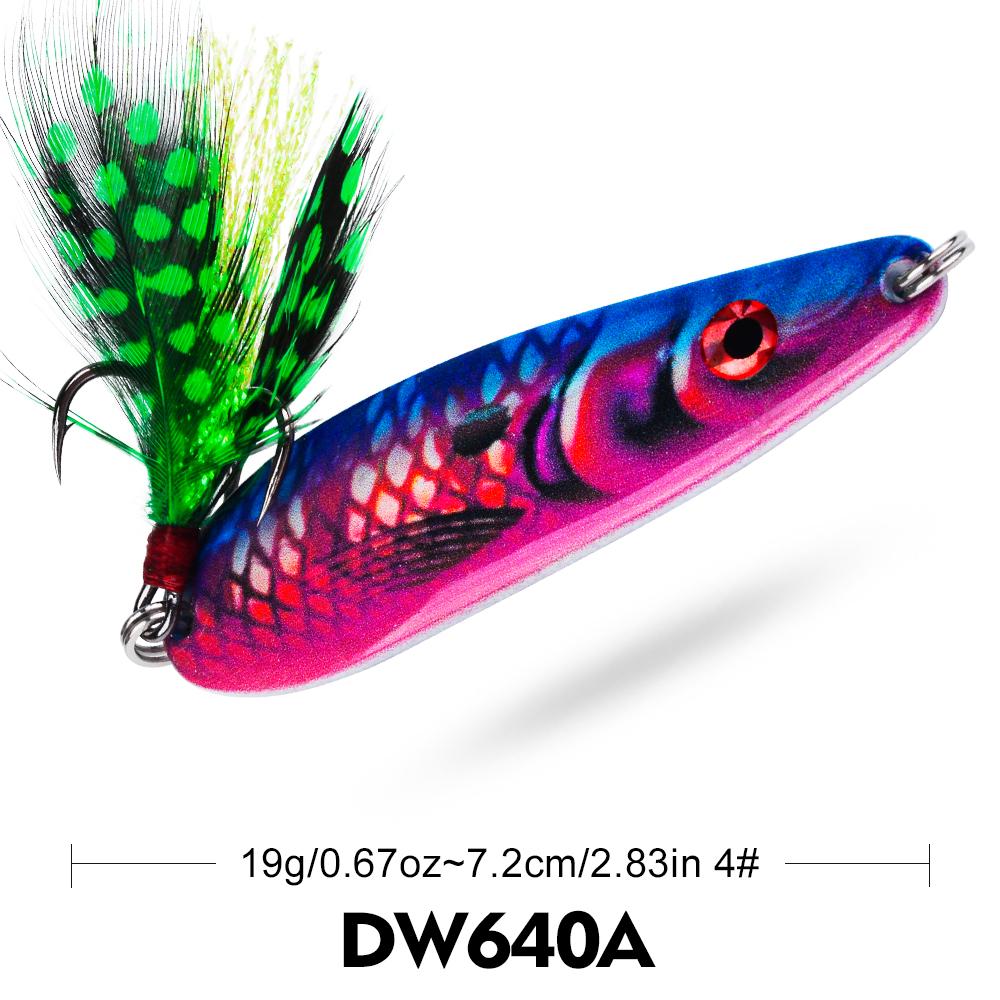 PROBEROS 1/5PCS Fish Scale Pattern Metal Spoon Fishing Lure, 19G/7.2CM | Sea Fishing Artificial Bait, Trolling and Jigging Iron