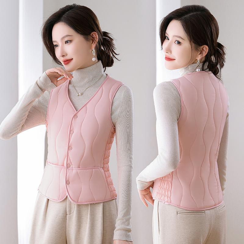 Women's Down Cotton Vest - Winter Slim Fit, Thick, Warm, Short Vest with Velvet Lining