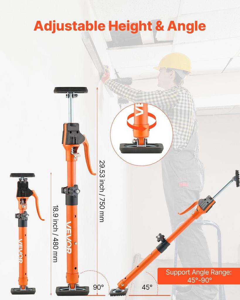 Cabinet Jack Support Pole, 2-Pack, 48-75 cm Steel Telescopic Quick Support Rod, Adjustable 3rd Hand System up to 100 kg Capacity for Installing