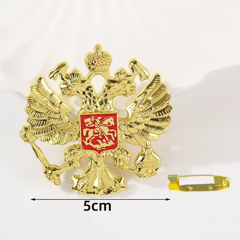 1 stk Mindemærke Emblemer Rusland Dobbelt Hovedet Ørn Nationalt Emblem Metal Broche Diy Jakkesæt Skjorte Krave Dekoration Pins Smykker Håndværk