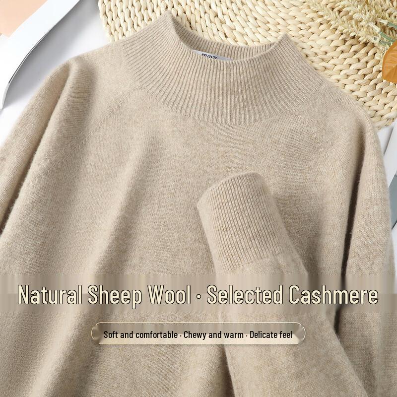 SNOWFLYING Women's Half-Turtleneck Cashmere Blend Wool Sweater