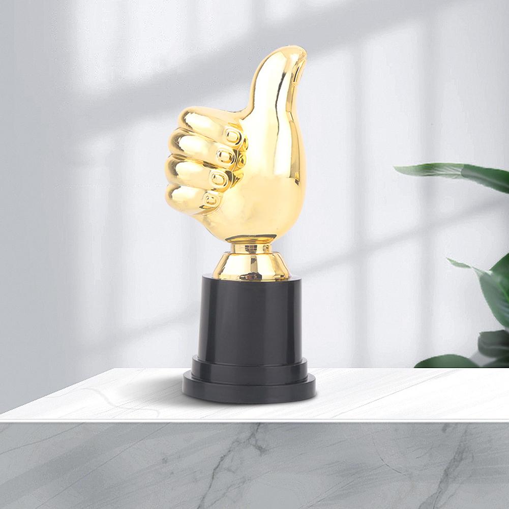 Thumbs Up Trophy Plastic Gold Trophies Encouragement Mini Victory Trophies Award Prizes for Home Desktop Decor