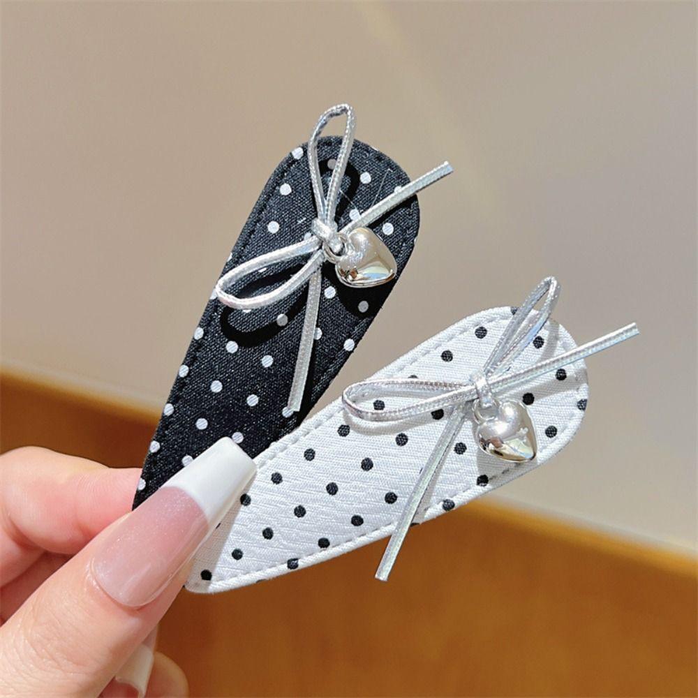 Pince BB Élégante à Nœud Séparation Latérale Pois Pois Pince Design Polyvalent Pince à Cheveux Française Accessoires de Mode