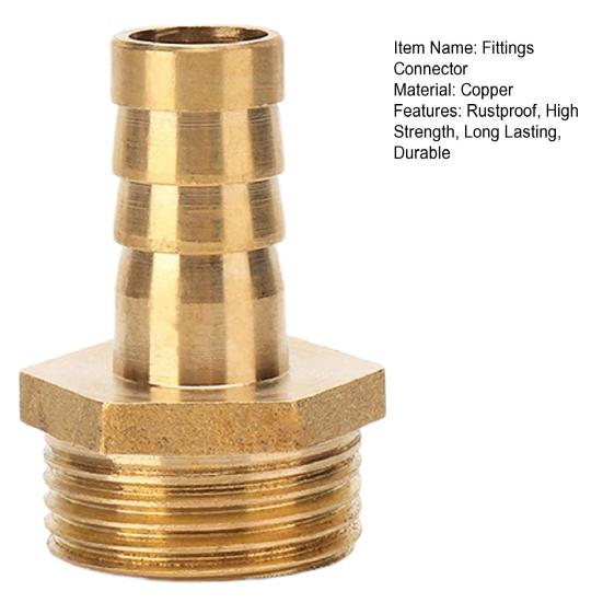 Brass Hose Barb Fittings Adapter Connector High Strength Rustproof Corrosion Resistant Hose Barb Male Fittings Accessories