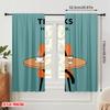 2pcs 2D flat printing Party Window Curtains Cat Coffee Croissant Break Polyester Without Electricity Party Decorations for Home
