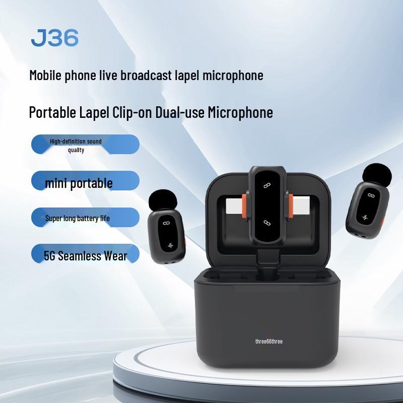 

J36 Wireless Lavalier Microphone with AI Noise Cancelling, Dual Connection, Digital Display, and Two-in-One Receiver.