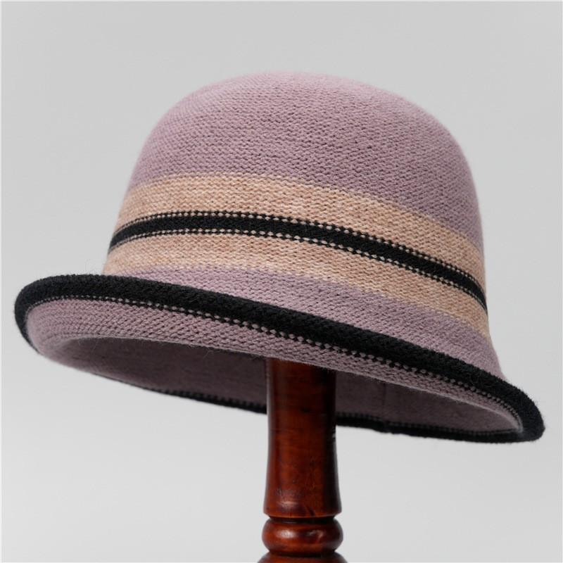 Womens Knitted Beanie Hat With Wide Brim Winter Warm Casual Bucket Daily Wear M 56-58 cm