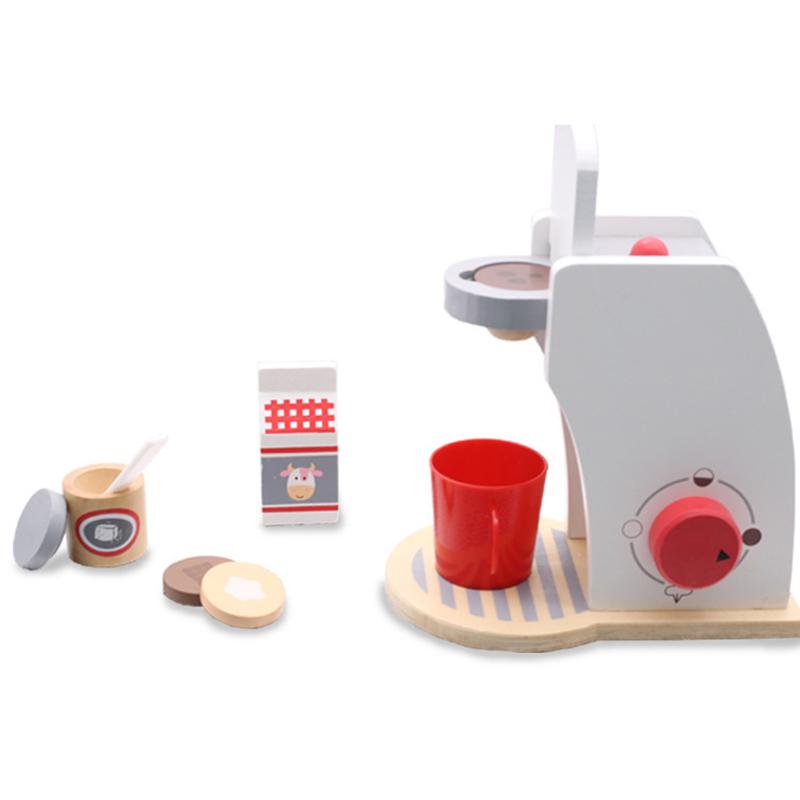 Non-Toxic Wooden Kitchen Pretend Play Toy Simulation Wooden Coffee Machine Toaster Machine Food Mixer Baby Early Learning Educational Toys