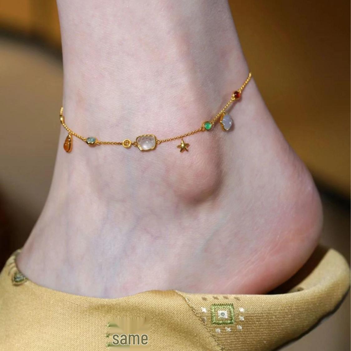 

Mori Style Starfish & Seashell Anklet - Women s Beach Conch Pendant Foot Chain, Lovely Sweet Accessory