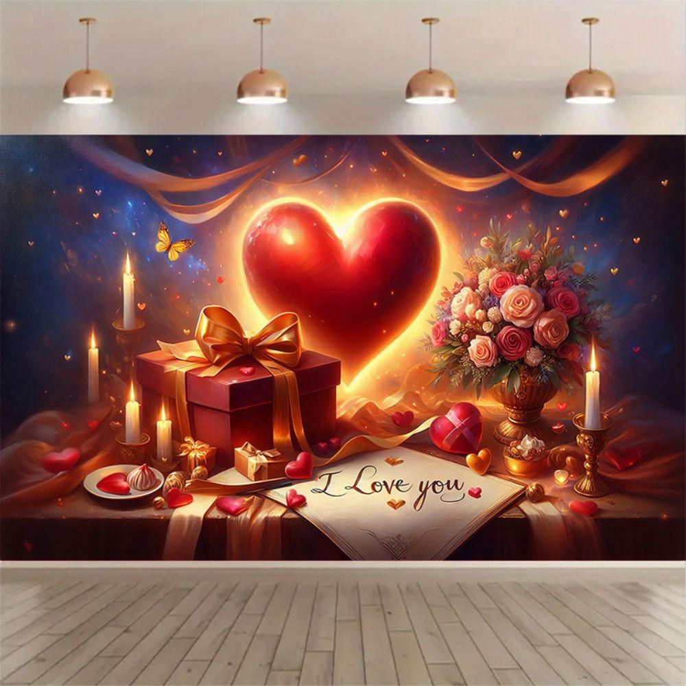 Balloon Valentine's Day Photography Backdrop Gift Happy Valentine's Day Banner  Photo Booth