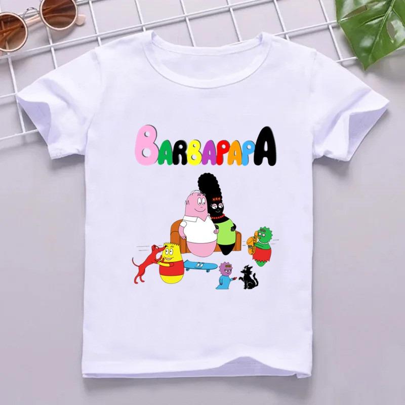 Hot Sale Cute Barbapapa Print Cartoon Kids T shirt Funny Girls Summer Tops Baby Boys Clothes Children Short Sleeve T-shirt