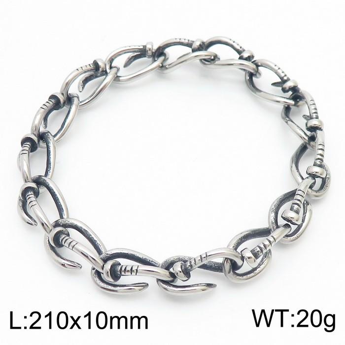KALEN Unisex Fine Jewelry Fashion Bracelets Punk Stainless Steel Twisted Nail Links Bracelet Women 21cm&Punk