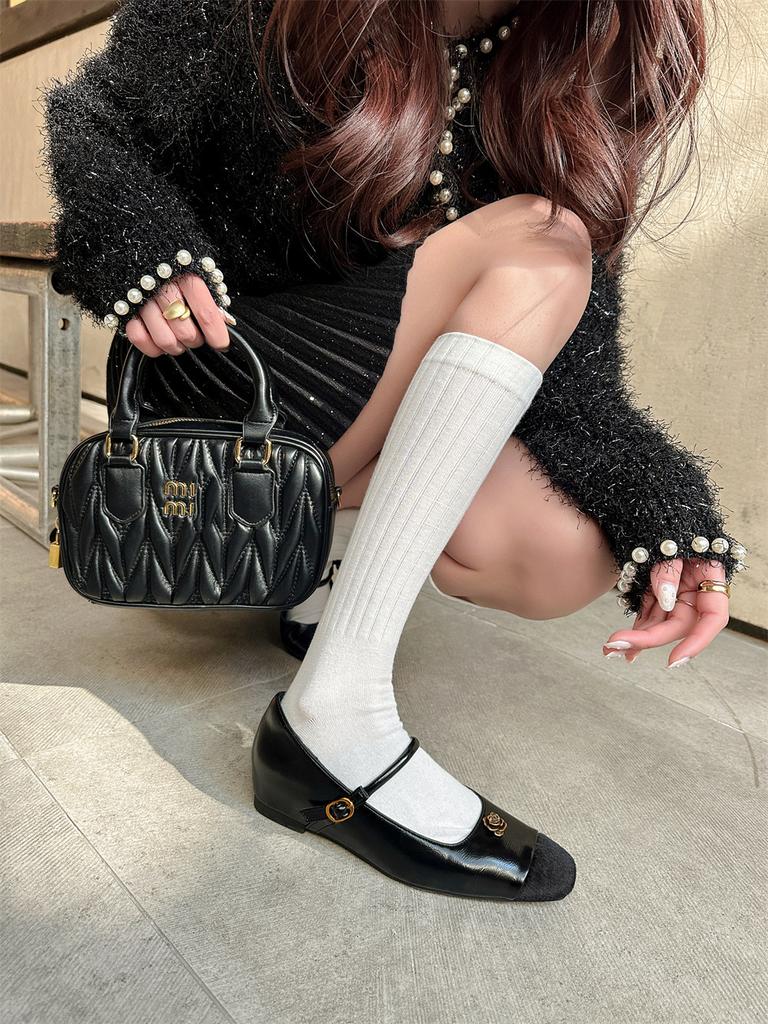 Sheepskin Version~ Xiaoxiangfeng Genuine Leather Soft-soled Mary Jane Shoes Women's Inner Height Increase Thick-soled Small Leather Shoes Shallow Mout