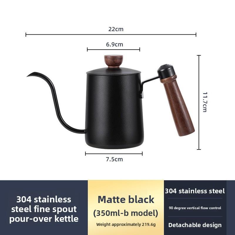 304 Stainless Steel Wooden Handle Espresso Coffee Pot for Home and Commercial Use, Long Spout and Fine Nozzle Drip Coffee Maker for Brewing