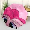 Be Smiling Pink Hair Auto Open Close Umbrella - Portable 3-Fold Design with 8-Bone Iron Frame, Perfect for Fans, Travelers, Daily Use, and F