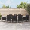 Vidaxl 9-Cz. Garden Furniture Set With Cushions, Black, PE Rattan