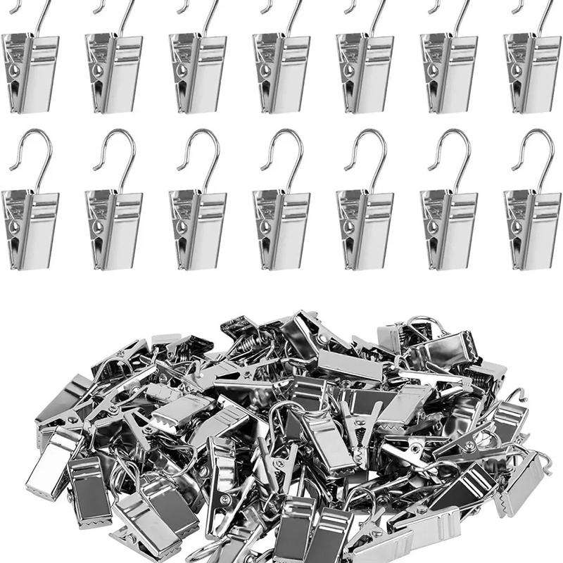 50/100Pcs Multifunctional Metal Stainless Steel Curtain Clips For Hanging Photos Drapes Decor Window Curtain Clamp Accessories