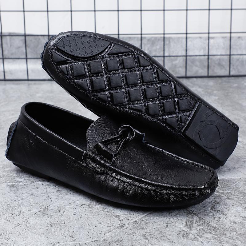 

Мужская повседневная обувь из натуральной кожи, мягкие мокасины, мужские туфли на плоской подошве, модные брендовые мужские лоферы, дышащая обувь для вождения 45 чёрный