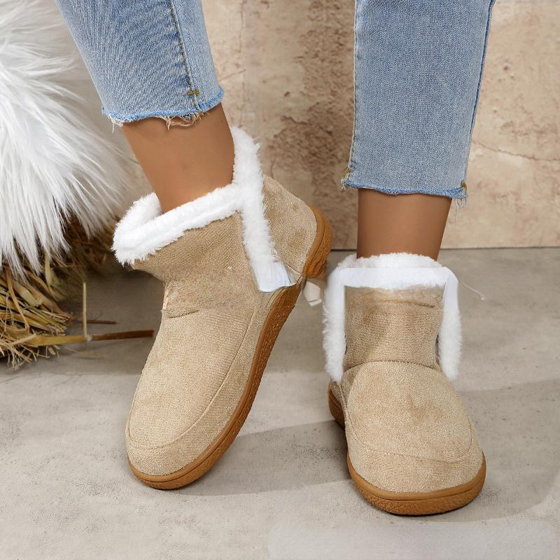 Modne Bawełniane Buty Damskie na Płaskiej Podeszwie 2024 Nowość Zimowa Ciepłe Duże Rozmiary Jednokolorowe Antypoślizgowe z Polarową Wkładką Buty Trampki