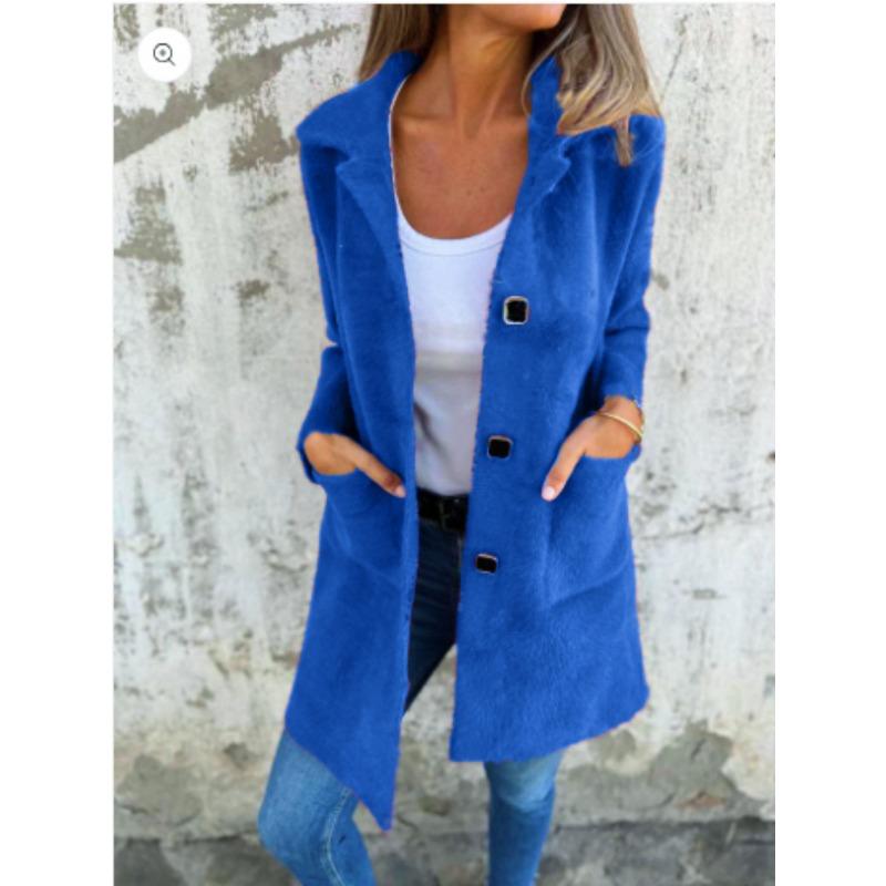 YYFS Damesmode Casual Effen Kleur Print Herfst Winter Lange Mouw POLO Hals Jassen & Jassen