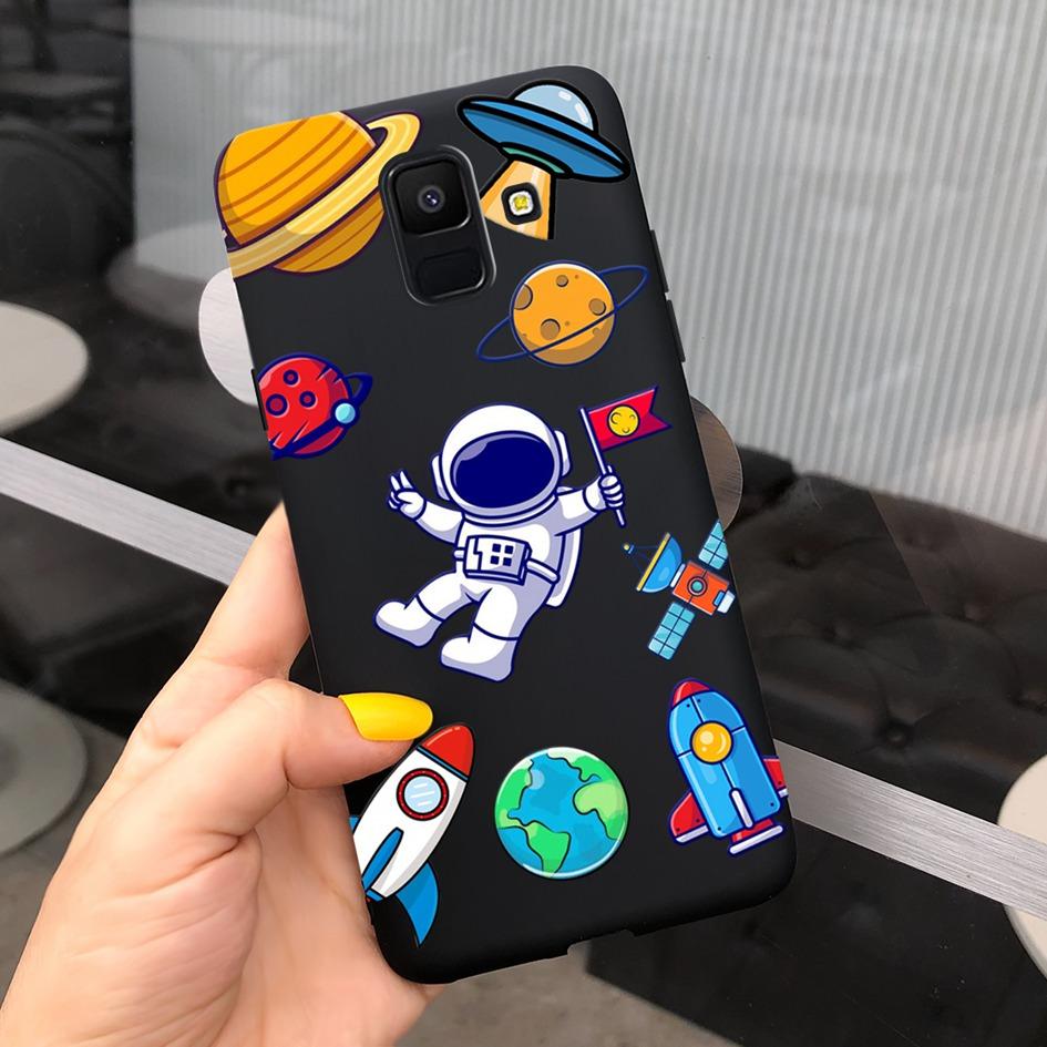 For Samsung Galaxy A6 2018 Case SM-A600F Cute Sunflower Astronaut Phone Cover For Samsung A6 Plus 2018 A6Plus A6+ SM-A605F Coque