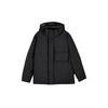 Yazan Series Solid Color Loose Fit Hooded Down Jacket Unisex Outerwear Carbon-Black L423M055-0018