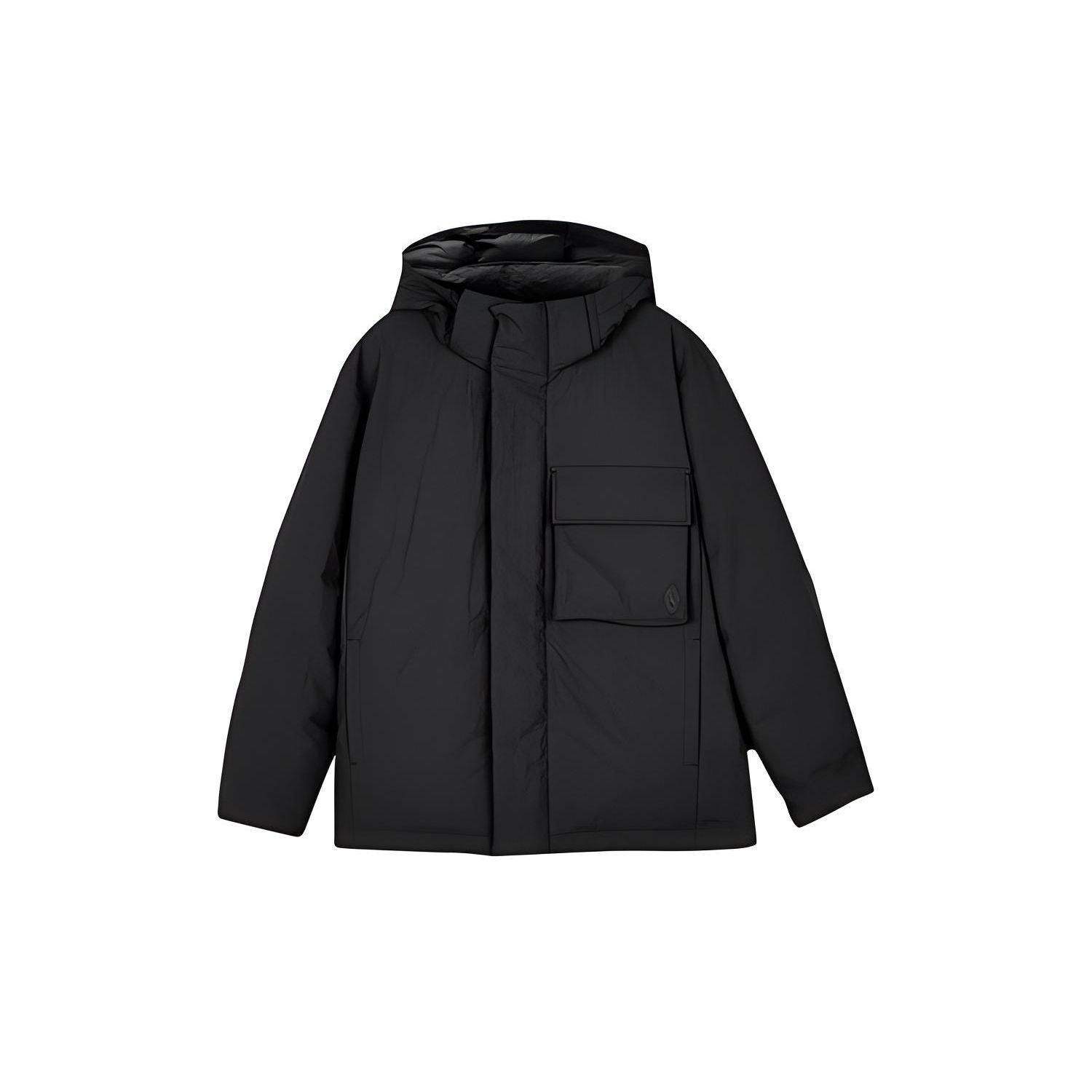 Skechers Yazan Series Solid Color Loose Fit Hooded Down Jacket Unisex Outerwear Carbon-Black L423M055-0018 L