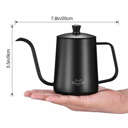 MERMOO YILAN Coffee Drip Pot for 2-3 People, 600ml, with Lid, Popular Stainless Steel Narrow Spout, Coffee Kettle (Silver)