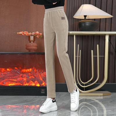 Women's Autumn and Winter Velvet Casual Warm Haren Pants Large Straight Leg Small Leg Pants