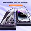 For iPhone 16 Pro Case Magnetic Adsorption Double Sides Tempered Glass+Metal Phone Cover with Buckle