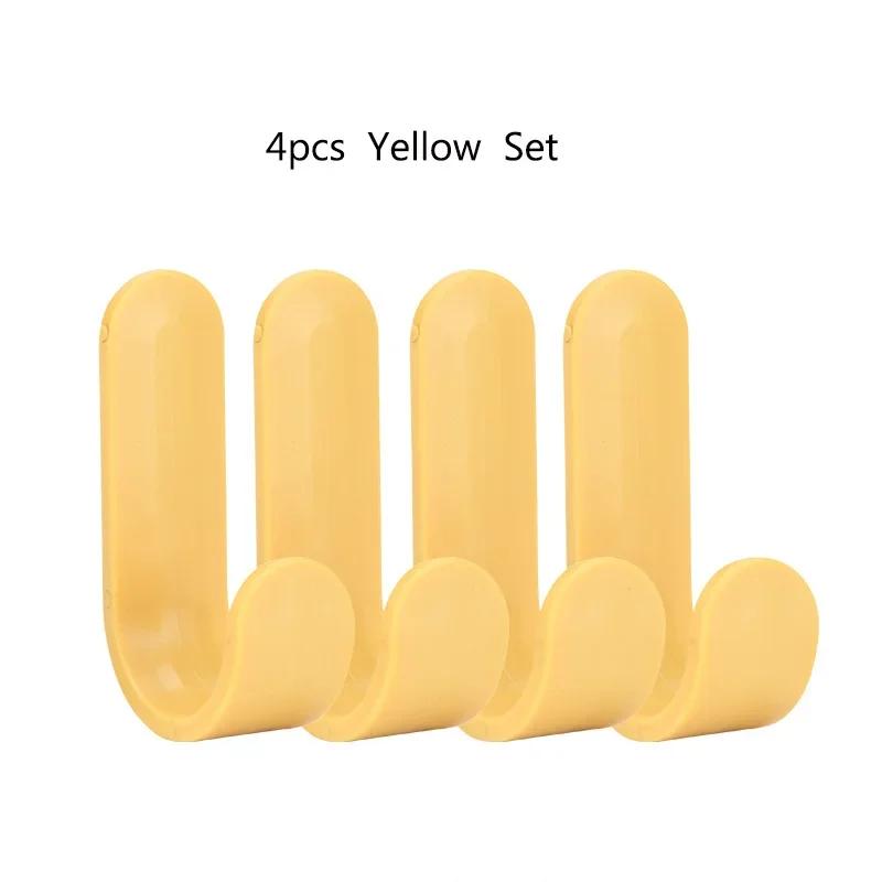 4PCS Towel Hook Plastic Door Hanger Self Adhesive Wall Hanger Hat Racks Key Hanger Wall Organizer Home Decor Key Holder