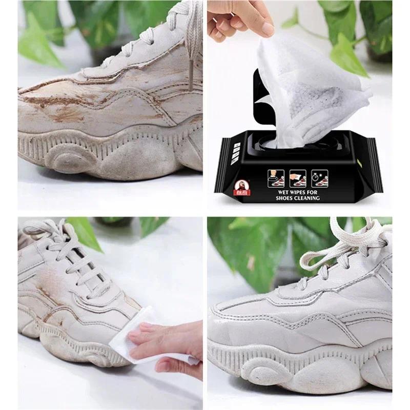 5 Packs of 60 Pieces Disposable Shoes Clean Wipes Portable White Shoes Cleaning Care Wipes Sneakers Cleaning Quick Wet Wipe