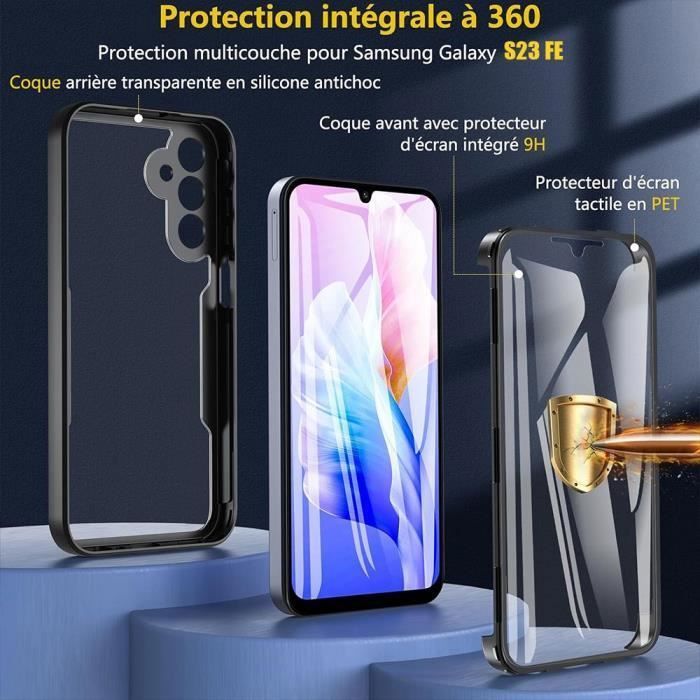 Coque de protection pour Samsung Galaxy S23 FE Antichoc 360° Noir Semi-rigide