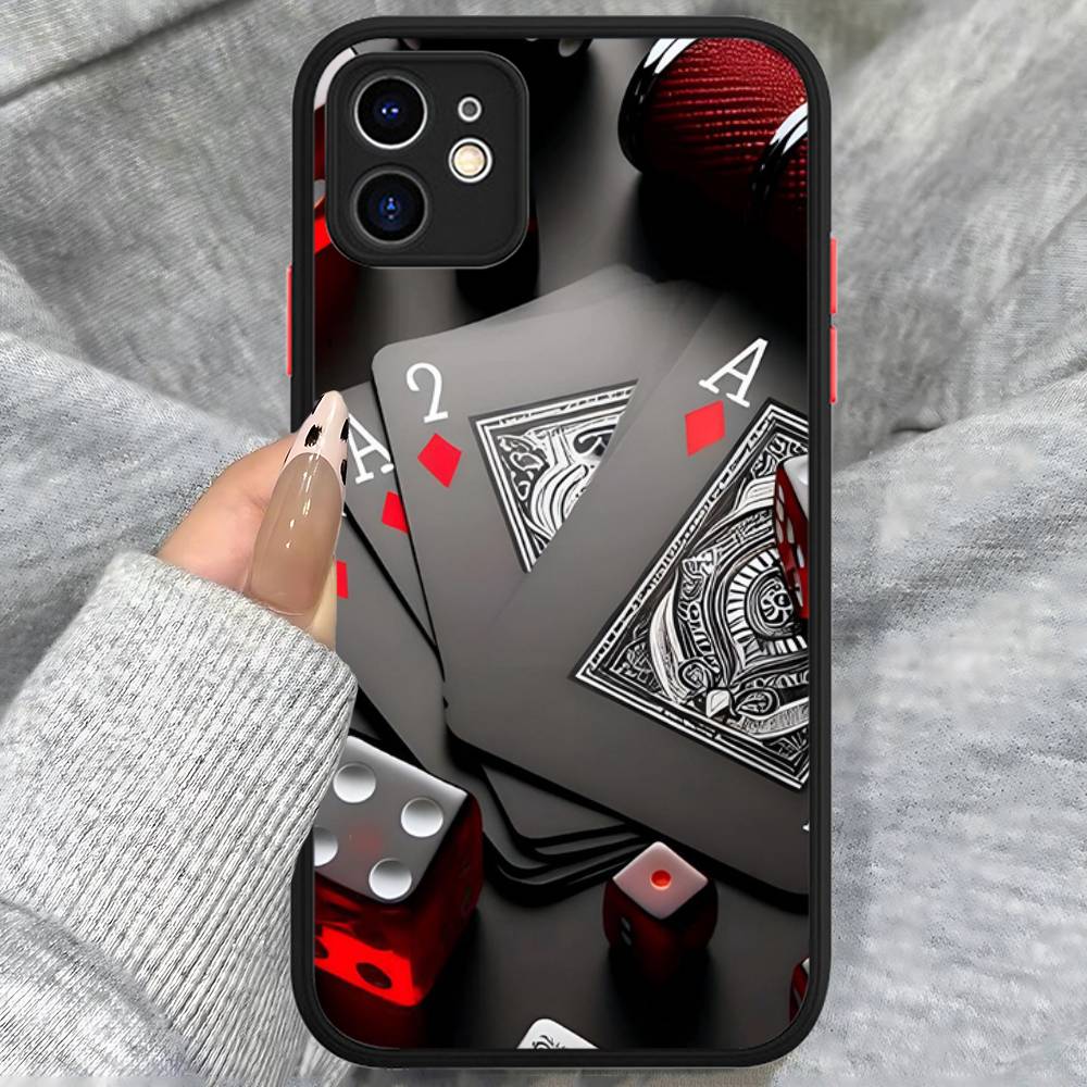 Poker Pattern Game Phone Case For IPhone 13 12 X XS MAX Pro Max 16 15 11 14 Pro Max Shockproof Matte Cover