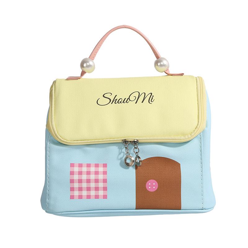 New cute dopamine color small house portable travel portable large capacity cartoon storage bag cosmetic bag