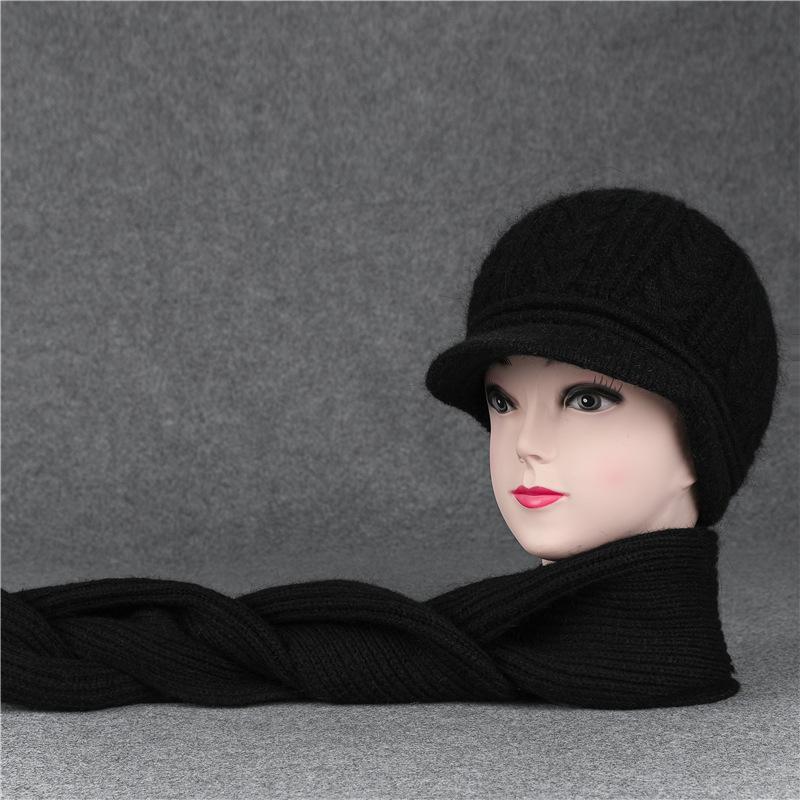 Duck Tongue Old Man Hat Female Grandma Autumn Winter Rabbit Wool Hat Knitted Thermal Basin Hat Middle-Aged And Elderly Mother Velvet