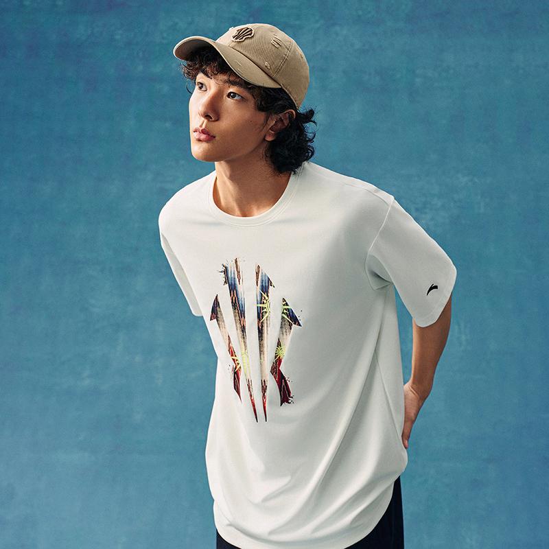 Anta Kyrie Series Basketball Logo Print Classic Simple Fashion Trendy Versatile Casual Comfortable Crew Neck Pullover Loose Couple T-Shirt 972621107-1