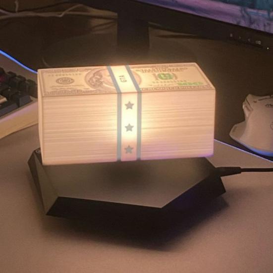 Yousheng Floating Money Lamp Magnetic Levitation Cash Lamp 360 Degree Rotating Mini Desk Game Lamp with 3-Color/Green Light Gift for Men Gamers