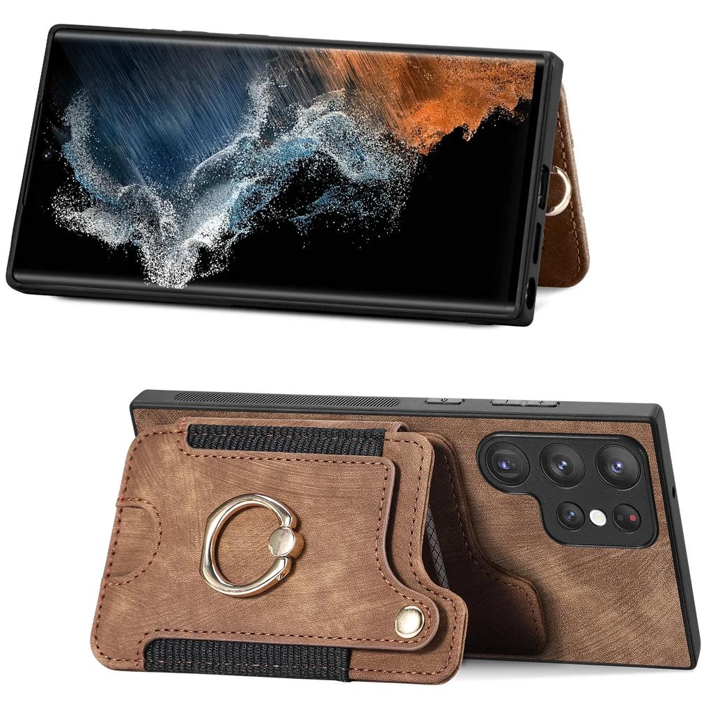 Ring Holder Phone Case for Samsung Galaxy S23 S21 FE S25 S24 S22 Ultra Plus A16 A06 A36 A15 A54 A53 A34  Wallet Card Slot Cover