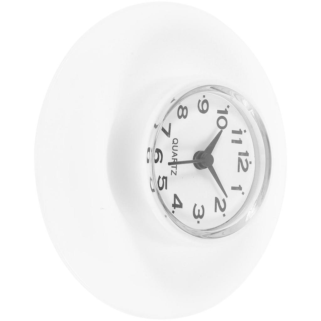 White Glass Mirror Bathroom Suction Cup Clock Waterproof Wall Clock Decorative Modern Shower Clock With Suction Cup
