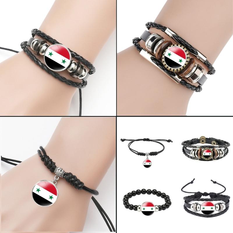 Handcrafted Black Syrian Flag Bracelet Showcasing Unique Craftsmanship and Cultural Identity for Fashion Enthusiasts