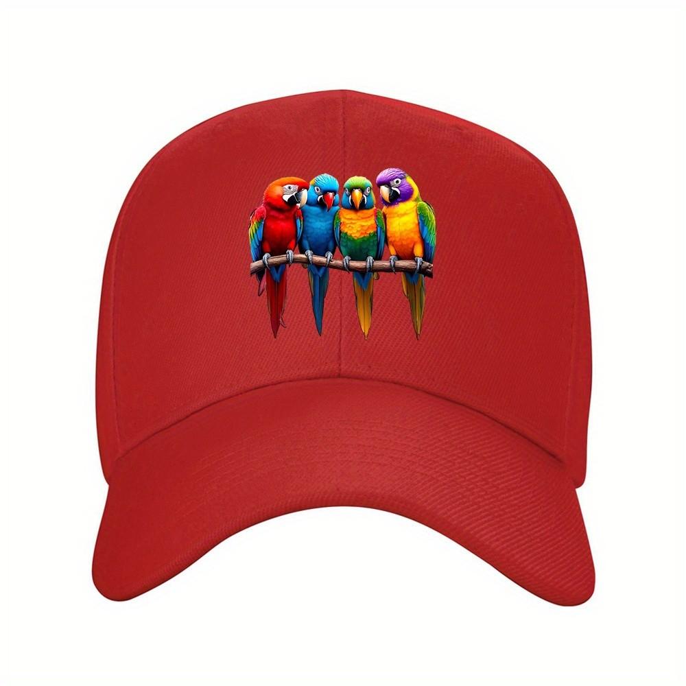 Vibrant Parrot Print Baseball Cap Unisex Polyester Adjustable Outdoor Sports Casual Hat