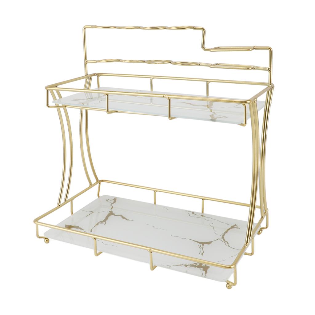 Countertop Storage Rack Double Layer Waterproof Counter   Shelf with Electric Toothbrush Holder for Bathroom