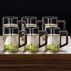Haofeng Nordic Style High-Temp Glass Teacup Set with Wooden Handles