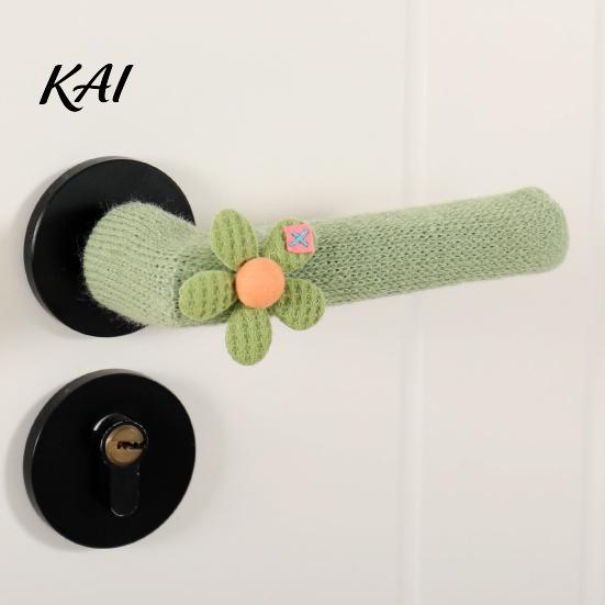 Cozy Home Decor Accessories Knitted Doorknob Covers, Thick Anti?Slip Furniture Feet Protector Sleeves, Door Handle Cute Flower Design Grips Cushion