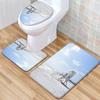 Beach View Bathroom Floor Mat Three-Piece Toilet Carpet Toilet Mat Set Door Mat Bathroom Non-Slip Mat