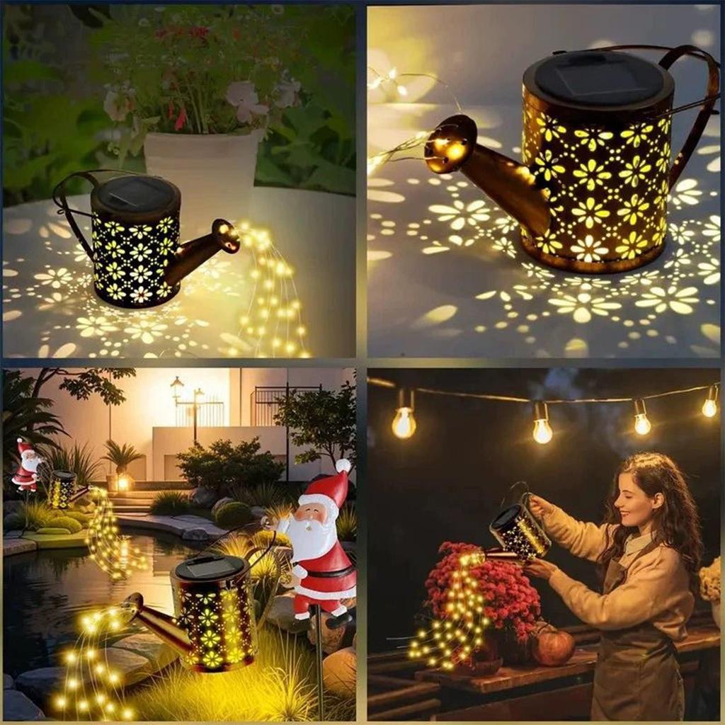 Christmas Solar Lights Santa Claus with Kettle Ground Stake Lamp Outdoor Garden Lawn Decorative Lights for Lawn Pathway Walkway